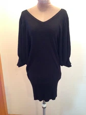 MAX STUDIO Dress Black Knit Tulip Tunic w/Dolman Sleeves Size S