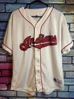 Vintage Cleveland Indians Jersey Russell USA Made Athletic Button Up White MLB