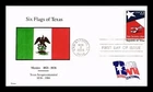 REPUBLIC OF TEXAS FLAG SAN ANTONIO  1986 MEXICAN FLAG DEATON CACHET FDC UNAD