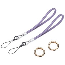 2 Pcs Leather Wristlet Strap Wrist Lanyard for Cellphone Keychain Light Purple 