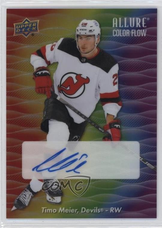 2023-24 Upper Deck Allure Timo Meier Color Flow Rainbow Auto #CFA-TM-image
