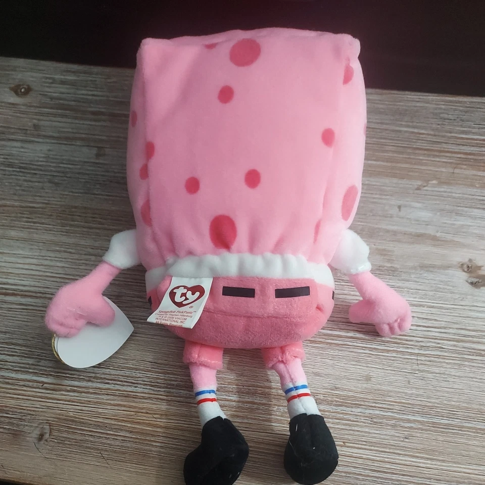 TY Beanie Baby SPONGEBOB SQUAREPANTS Pink Pants Cancer Awareness Plush NWT - Image 4 of 4
