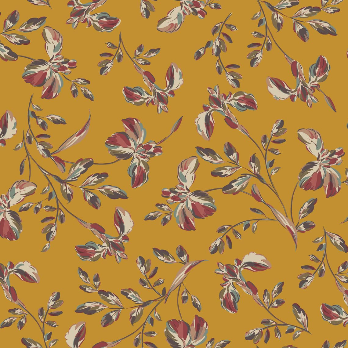 Texco Inc Moroccan Medium Floral Print Non-Stretch Fabric for DIY Crafts