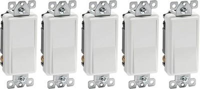AMAZON COMMERCIAL PADDLE LIGHT SWITCH Electrical 4-WAY 5-PACK WHITE  Appliance