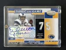 2002 Leaf Certified Deacon Jones Patch Auto Fabric Of The Game /75