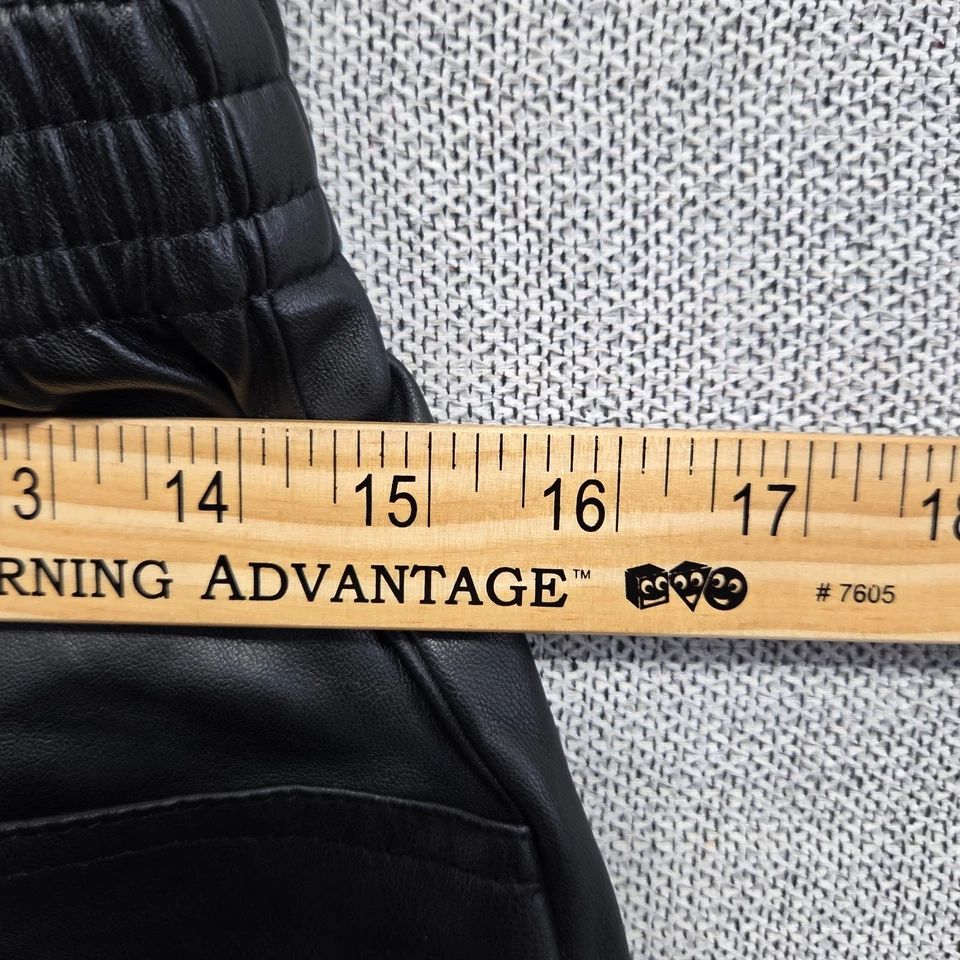 Zara Faux Leather Shorts Womens Size Small Black Elastic Waist Pockets - Image 2 of 4