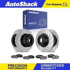 Front Rear Drilled Slotted Brake Rotors Ceramic Pads for Subaru Impreza