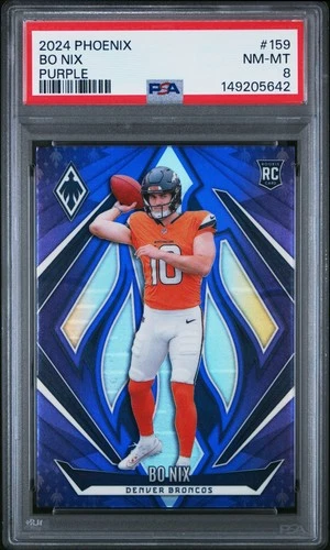 2024 PANINI PHOENIX PURPLE #159 BO NIX ROOKIE RC PSA 8