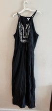 NWT Old Navy Black & White Embroidered Maxi Dress Cotton Lined Size Large