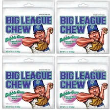 4x Packs Big League Chew Ground Ball Grape Bubble Gum - 2.12oz