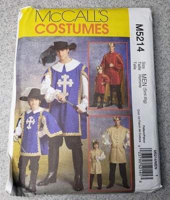 Musketeer Prince Costume Pattern McCall M5214 Sizes Small Through XLarge Uncut