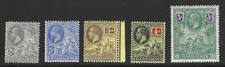 Barbados, 1912, Scott #119-122, 126, King George V, Mint, Hinged