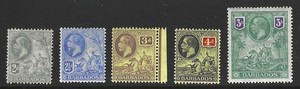Barbados, 1912, Scott #119-122, 126, King George V, Mint, Hinged