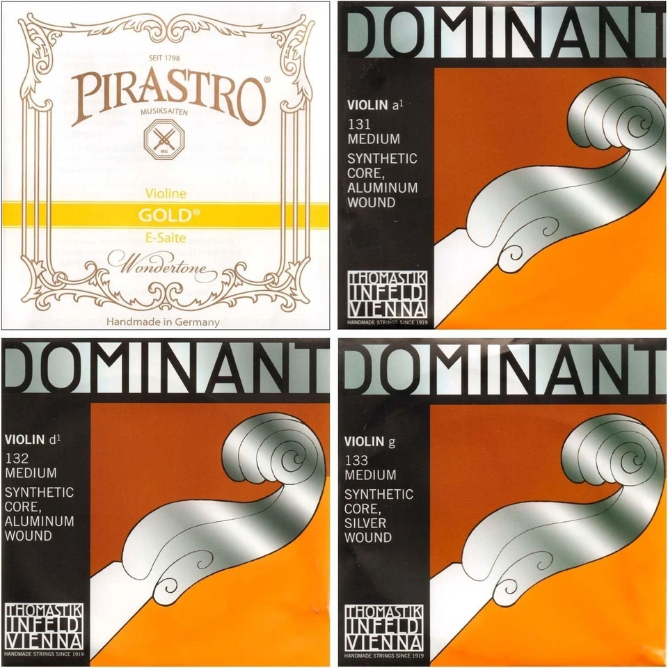 Best-Selling 4/4 Violin String Set: Gold E & Dominant A, D, G - Polished Finish - Image 2 of 2