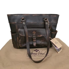 Patricia Nash Italian Leather Bolsena Tote Dark Brown Distressed NWT
