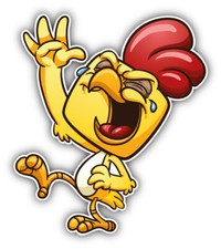 Cartoon Chicken Laughs Car Bumper Sticker Decal