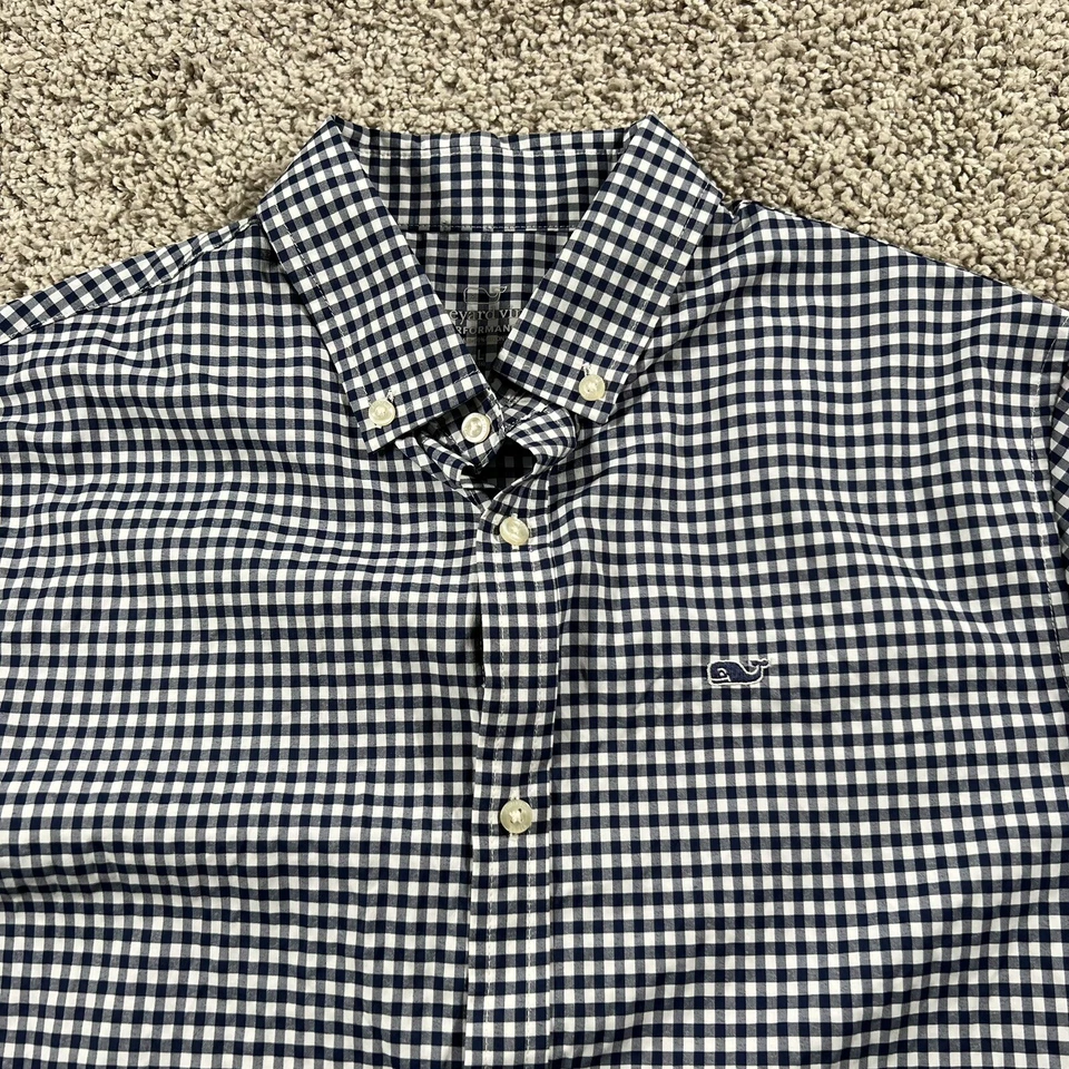 Camisa Vineyard Vines Jóvenes Niños Grande Azul Cuadros Abotonada Preppy Classiccore Foto 2 de 4