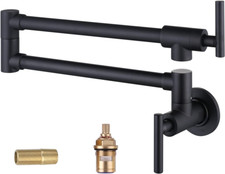 Matte Black Pot Filler Faucet with Swing Arms for Kitchen Wall Mount