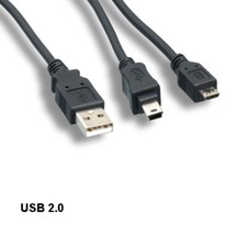 KNTK 5' USB 2.0 Type A to Mini B/Micro B Cable 24AWG Camera PDA MP3 PS3 PS4