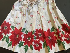 Vintage Apron Poinsettias Holly Berries Tie Pocket