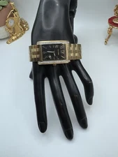 ELGIN DIAMOND Men's Watch Gold Tone Quartz FG1027 Extra Links Rectangular 30 mm