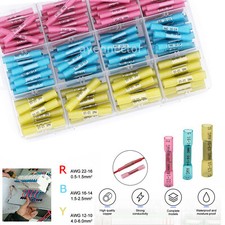 200/100X Heat Shrink Butt Wire Splice Connectors Seal Crimp Terminals Waterproof