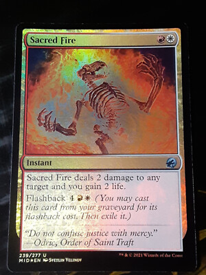 Sacred Fire FOIL , Innistrad Midnight Hunt , NM ,MTG,FREE SHIPPING