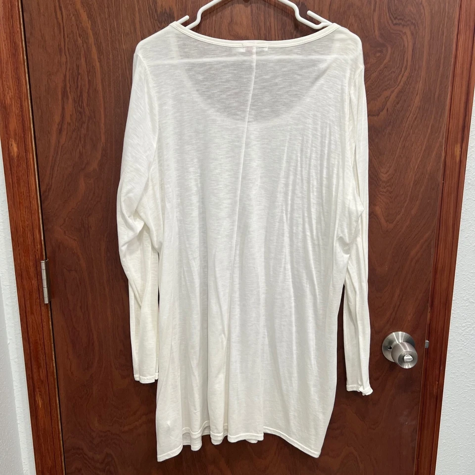 Top túnica JustFab manga larga cuello redondo informal todos los días blanco 3X Foto 3 de 4