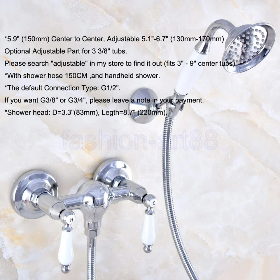 Chrome Bathroom Handheld Shower Faucet Set  With Ceramic Hand Spray fna788 - Image 2 of 4