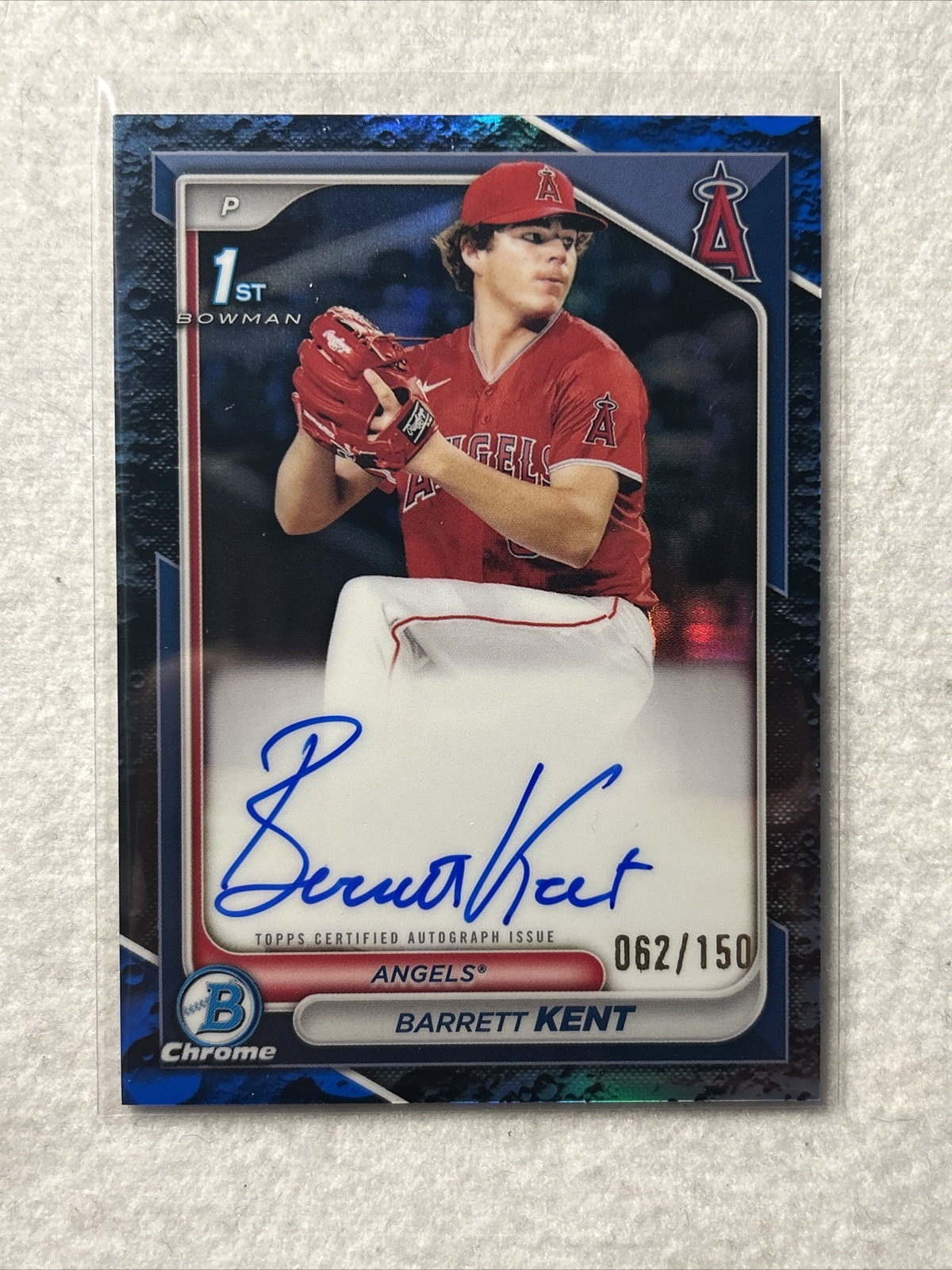 2024 Bowman Chrome Barrett Kent Blue Lunar 1st Bowman Auto 62/150 Angels #CPA-BK
