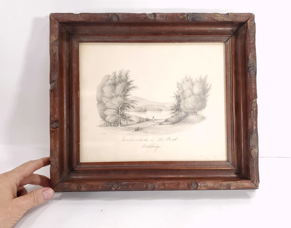 Антикварный оригинальный карандашный рисунок Stockbridge Mass. "Чаша" с автографом M.B.S. - Изображение 2 из 4