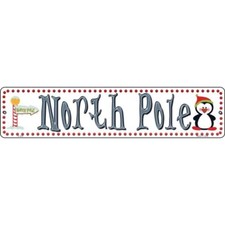 North Pole novelty 4"x18" metal street sign plaque Home Door Garage Wall Decor