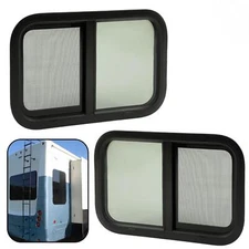 2PCS Universal 16" x 25" Horizontal Slider RV Window For Cargo Trailer W/ Screen