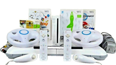 Nintendo Wii Set+Balanceboard+ Mario Kart+Wii Fit+Wii Play+Wii Sports+2Lenkräder