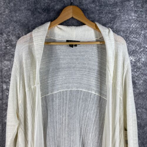 Ralph Lauren Sweater Women 1X Off White Linen Pointelle Open Waterfall Hem Tags - Picture 1 of 12