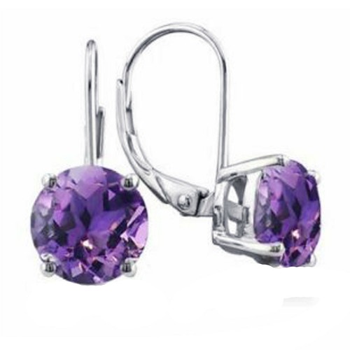 Boucles D'oreilles Dormeuses Améthyste Simulée 7mm - Argent 925 Doré à L'or Jaune - Silverspeck