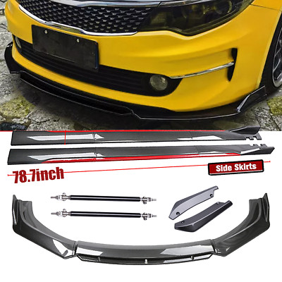 For Kia Optima Front Rear Bumper Lip+78.7''Side Skirt Carbon Fiber Body Kit
