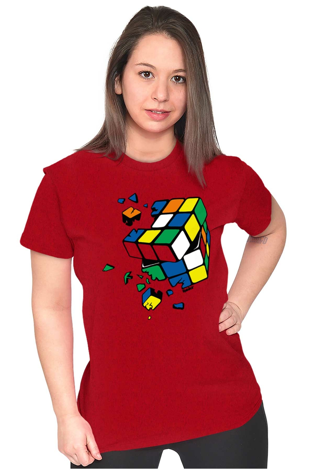 Distressed Melted Dripping Rubiks Cube Retro Graphic T Shirts for Women