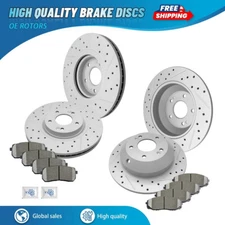 For 2015 -2020 2021 Kia Sedona Front & Rear Drilled Brake Rotors + Ceramic Pads