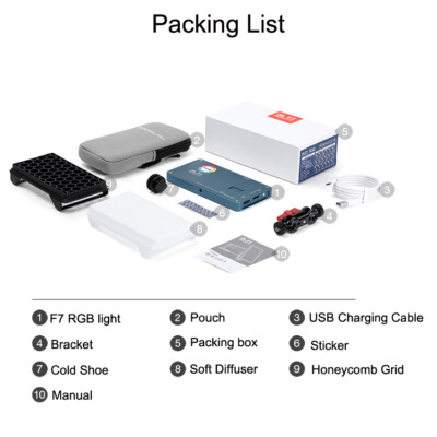 Fenxbzy Falcon Eyes F7 12W RGB Led Light,with Honeycomb Grid And - View #11