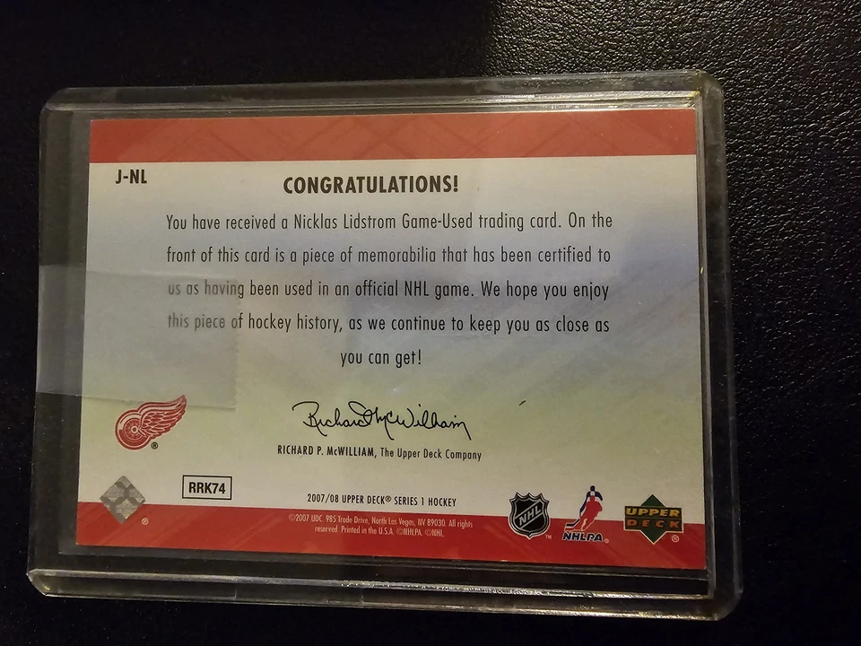 2007 Upper Deck Nicklas Lidstrom #J-NL Game Jerseys - Image 2 of 2