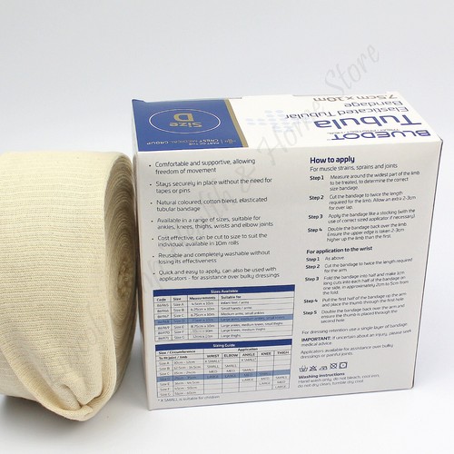 Elasticated Tubular Support Bandage Size D. 7.5cm Flat Width x 10m. Full Roll. - Picture 3 of 5