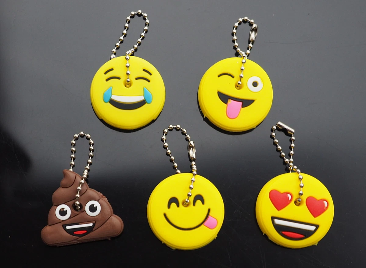 Smiley Face Keychain Wristlet Filled in Smiley Faces / Key Fob 