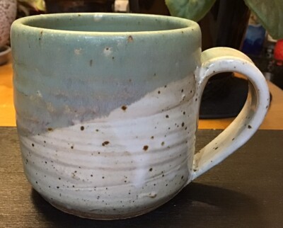 Hand Tossed Paseo Art Pottery Coffee Tea Mug Cup OKC Oklahoma City Mint Green