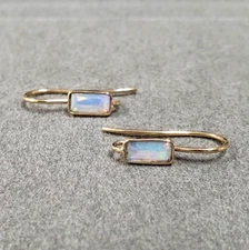 18k Solid Gold Ethiopian Opal Opal Earrings Handmade Ear Spike Hook Earring