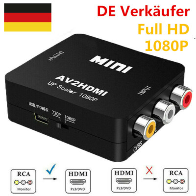 AV zu HDMI Video Konverter RCA/CVBS zu HDMI Konverter Adapter Mini AV2HDMI 1080P