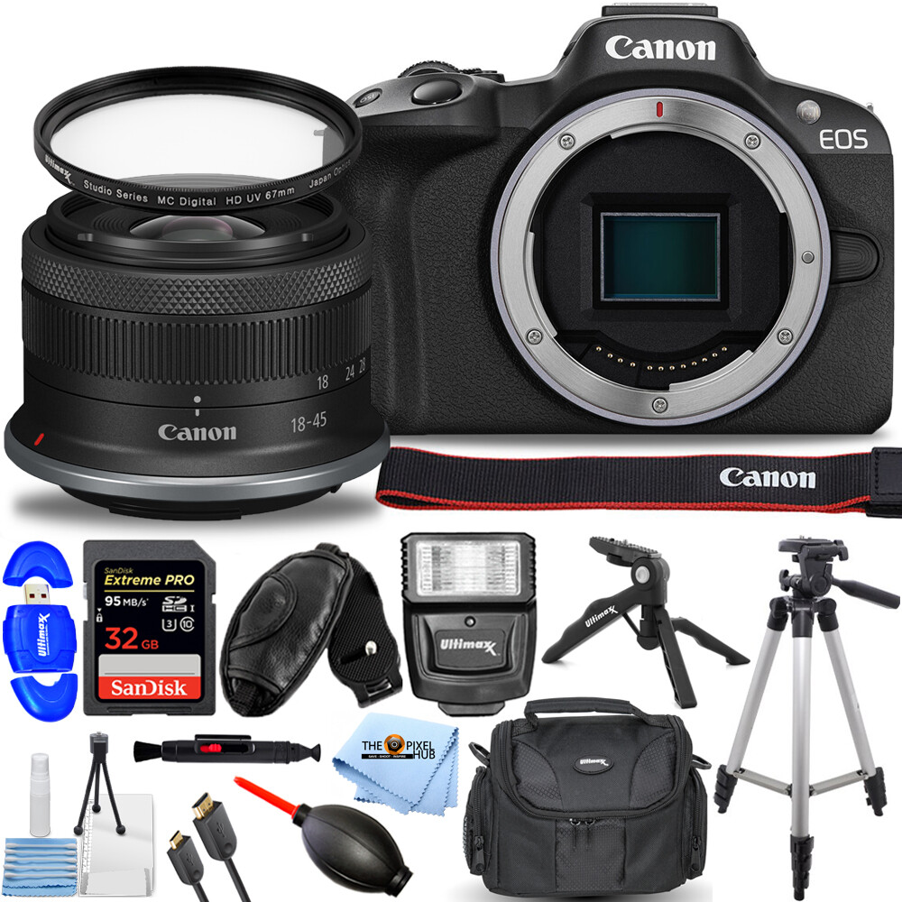 Canon EOS R50 Mirrorless Camera with 18-45mm Lens (Black) 5811C012
