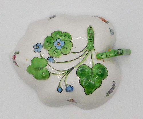 Antique Dresden Leaf shape Hand Painted Flower German Porcelain Dish Bowl Signed - Picture 12 of 24