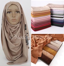 Satin Sheen Shiny Hijab Shayla Shawl Scarf Muslim Headcover 15 Colors