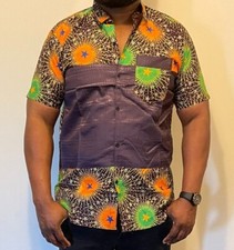 New African Print Casual Shirt Style J, Sizes 2XL, XL, L, M 